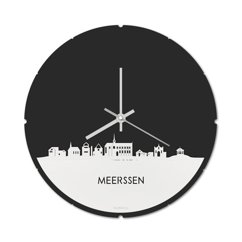 Skyline Klok Rond Meerssen Wit glanzend gerecycled kunststof cadeau decoratie relatiegeschenk van WoodWideCities