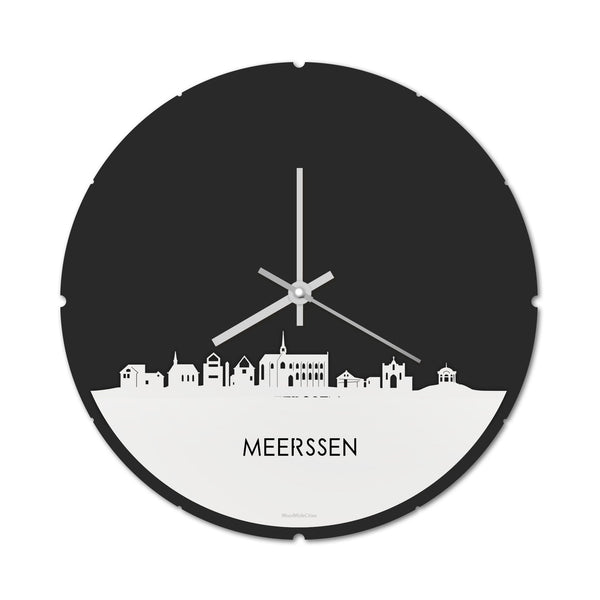Skyline Klok Rond Meerssen Wit glanzend gerecycled kunststof cadeau decoratie relatiegeschenk van WoodWideCities