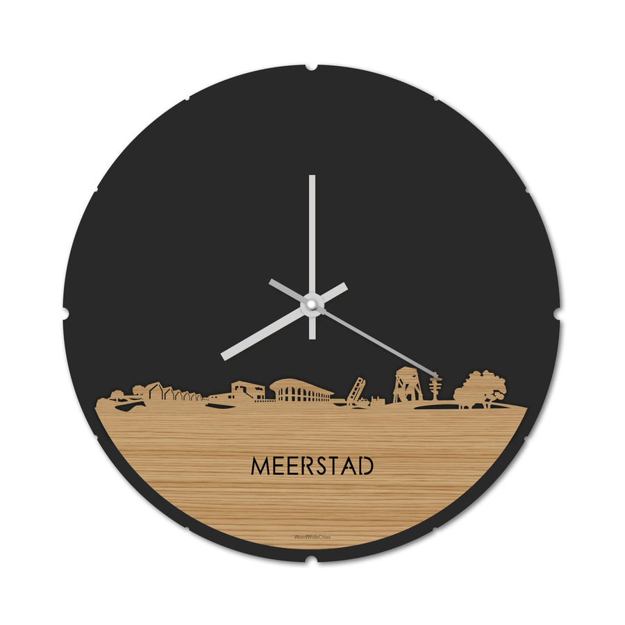 Skyline Klok Rond Meerstad Bamboe houten cadeau decoratie relatiegeschenk van WoodWideCities