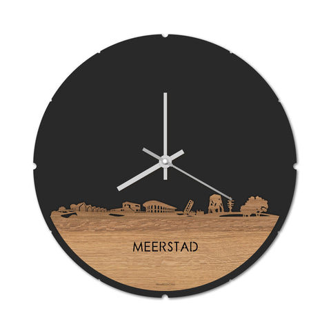 Skyline Klok Rond Meerstad Eiken houten cadeau decoratie relatiegeschenk van WoodWideCities