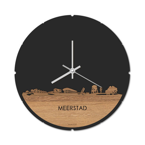 Skyline Klok Rond Meerstad Eiken houten cadeau decoratie relatiegeschenk van WoodWideCities
