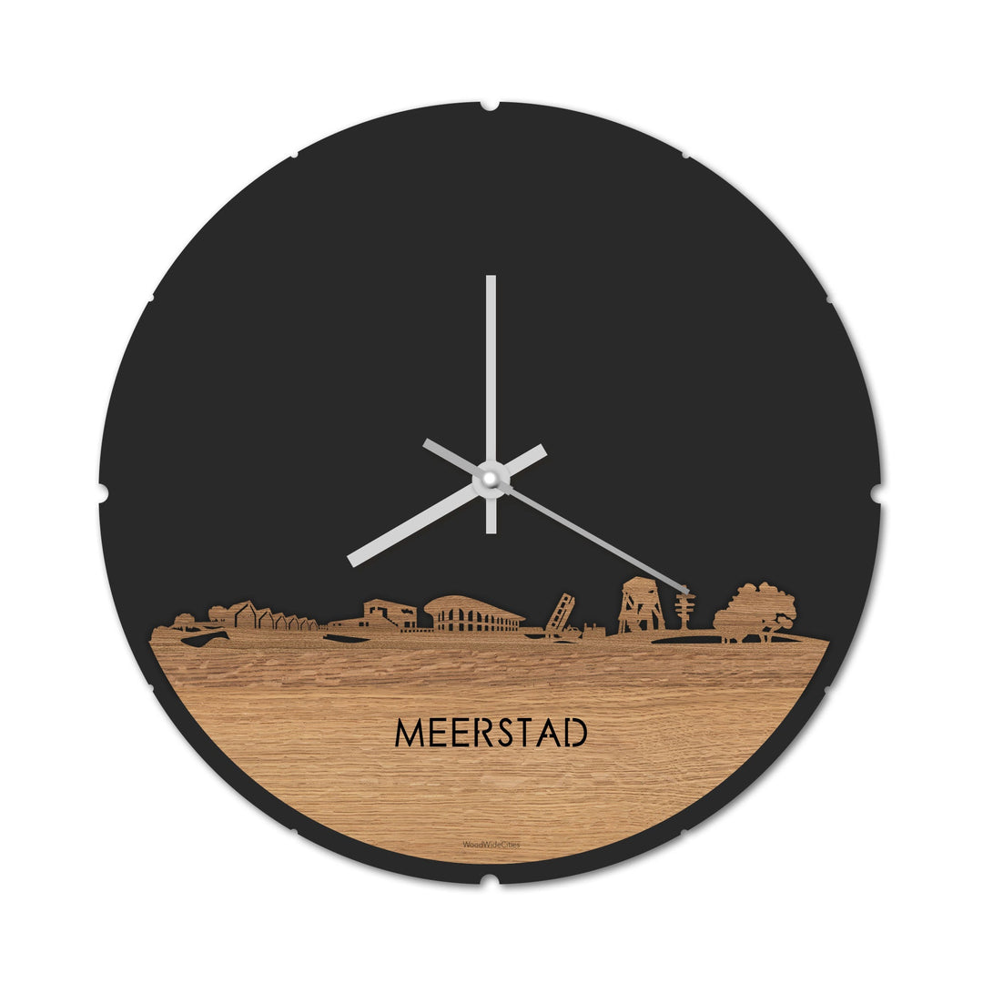 Skyline Klok Rond Meerstad Eiken houten cadeau decoratie relatiegeschenk van WoodWideCities