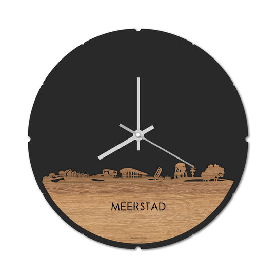 Skyline Klok Rond Meerstad Eiken houten cadeau decoratie relatiegeschenk van WoodWideCities