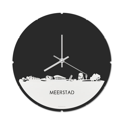 Skyline Klok Rond Meerstad Wit glanzend gerecycled kunststof cadeau decoratie relatiegeschenk van WoodWideCities