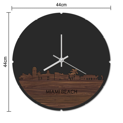 Skyline Klok Rond Miami-beach Palissander houten cadeau decoratie relatiegeschenk van WoodWideCities
