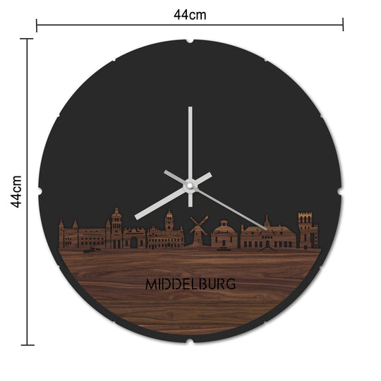 Skyline Klok Rond Middelburg Wit glanzend gerecycled kunststof cadeau decoratie relatiegeschenk van WoodWideCities