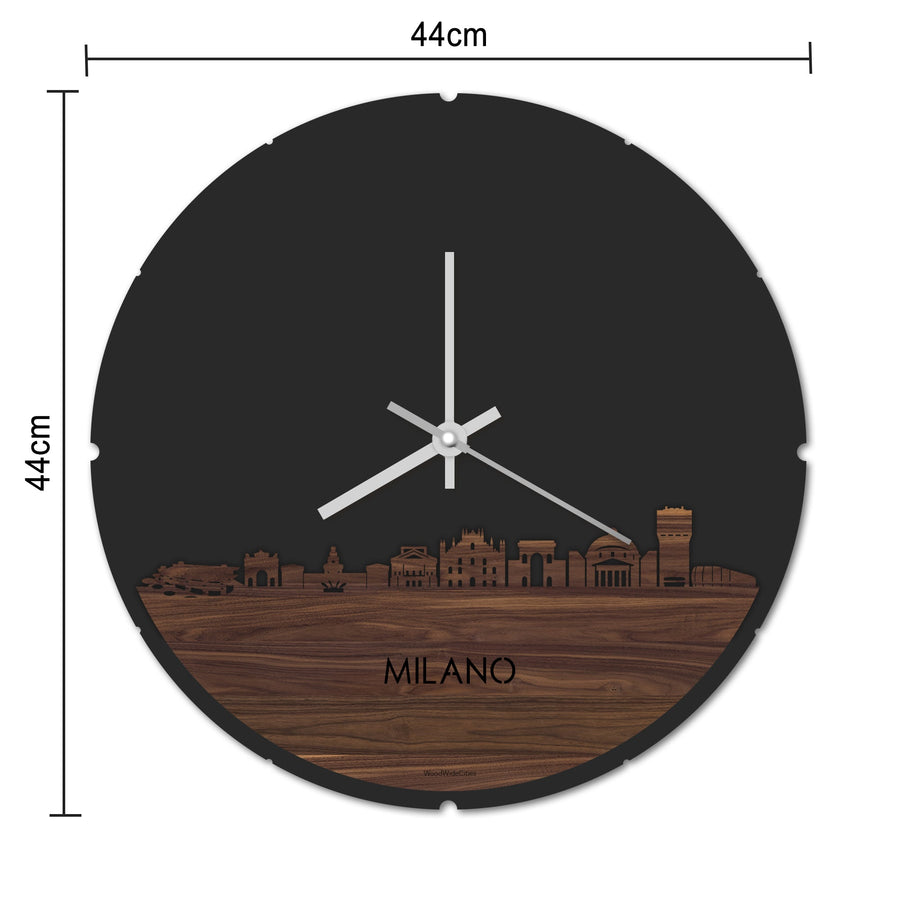 Skyline Klok Rond Milano Palissander houten cadeau decoratie relatiegeschenk van WoodWideCities
