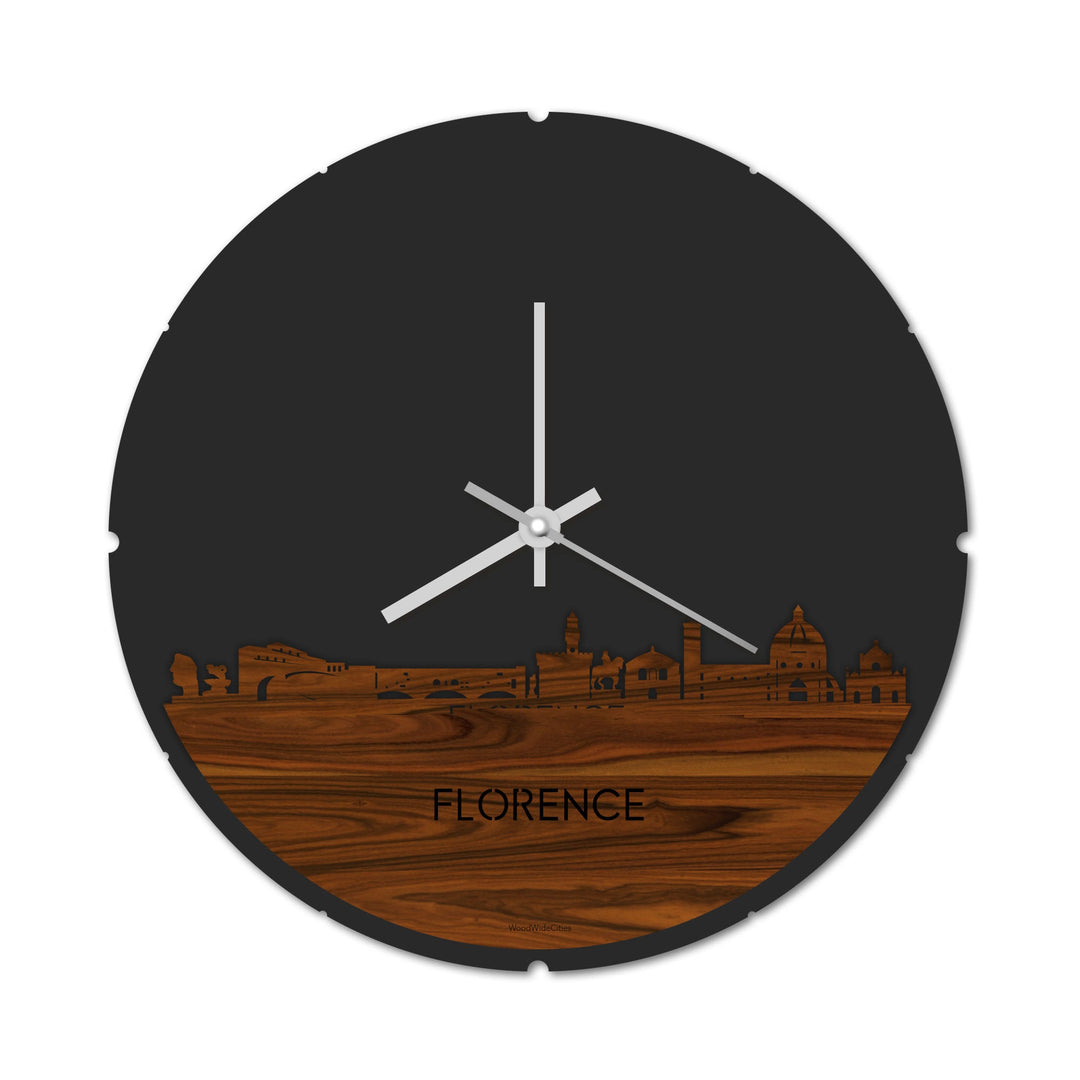 Skyline Klok Rond Moerdijk Palissander houten cadeau decoratie relatiegeschenk van WoodWideCities
