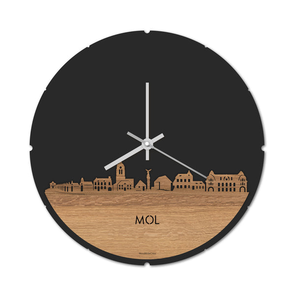 Skyline Klok Mol Eiken houten cadeau decoratie relatiegeschenk van WoodWideCities