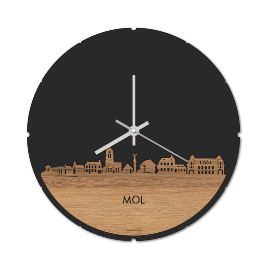 Skyline Klok Mol Eiken houten cadeau decoratie relatiegeschenk van WoodWideCities