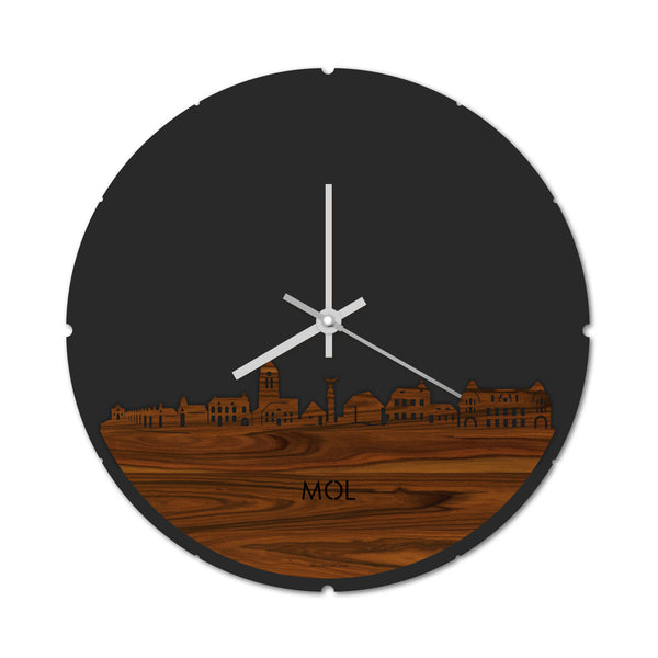 Skyline Klok Rond Mol Palissander houten cadeau decoratie relatiegeschenk van WoodWideCities