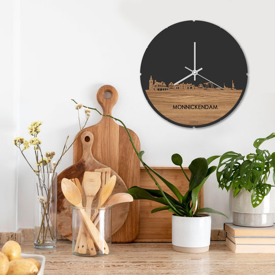Skyline Klok Monnickendam Eiken houten cadeau decoratie relatiegeschenk van WoodWideCities