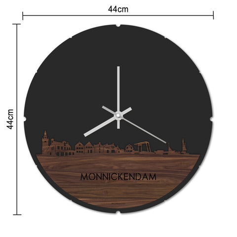 Skyline Klok Rond Monnickendam Palissander houten cadeau decoratie relatiegeschenk van WoodWideCities
