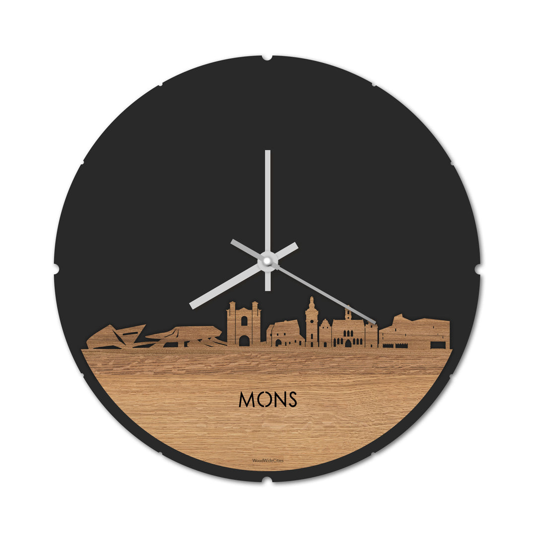 Skyline Klok Mons Eiken houten cadeau decoratie relatiegeschenk van WoodWideCities