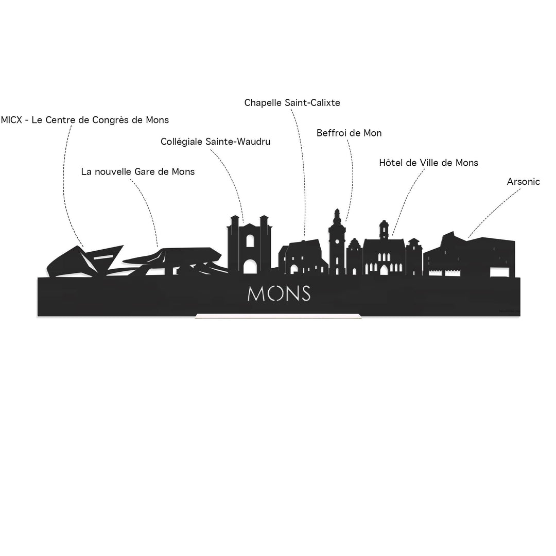 Skyline Klok Rond Mons Wit glanzend gerecycled kunststof cadeau decoratie relatiegeschenk van WoodWideCities
