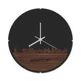 Skyline Klok Rond Montfoort Noten houten cadeau decoratie relatiegeschenk van WoodWideCities