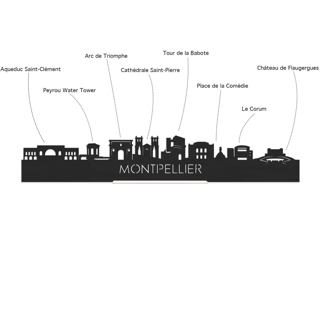 Skyline Klok Rond Montpellier Palissander houten cadeau decoratie relatiegeschenk van WoodWideCities