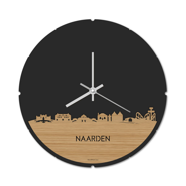Skyline Klok Rond Naarden Bamboe houten cadeau decoratie relatiegeschenk van WoodWideCities