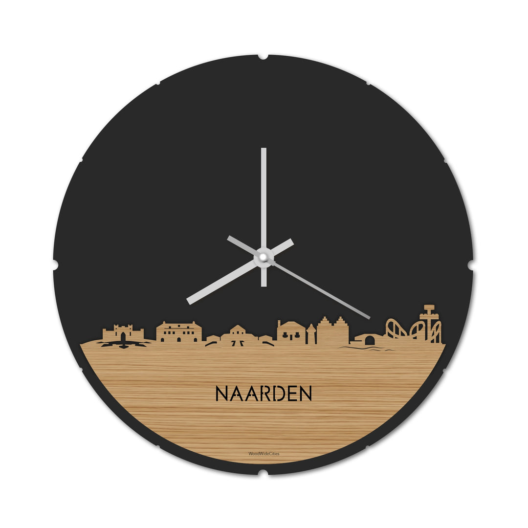 Skyline Klok Rond Naarden Bamboe houten cadeau decoratie relatiegeschenk van WoodWideCities