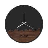 Skyline Klok Rond Naarden Noten houten cadeau decoratie relatiegeschenk van WoodWideCities