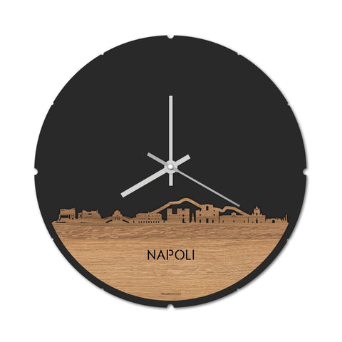 Skyline Klok Napoli Eiken houten cadeau decoratie relatiegeschenk van WoodWideCities