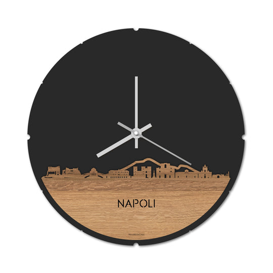 Skyline Klok Napoli Eiken houten cadeau decoratie relatiegeschenk van WoodWideCities
