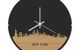 Skyline Klok Rond New York Bamboe
