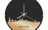 Skyline Klok Rond New York Goud Metallic