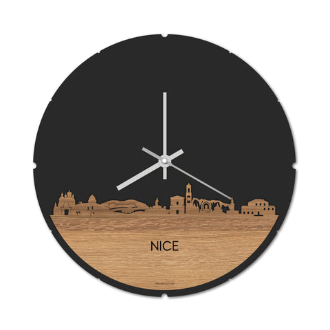 Skyline Klok Nice Eiken houten cadeau decoratie relatiegeschenk van WoodWideCities