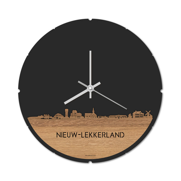 Skyline Klok Nieuw-Lekkerland Eiken houten cadeau decoratie relatiegeschenk van WoodWideCities