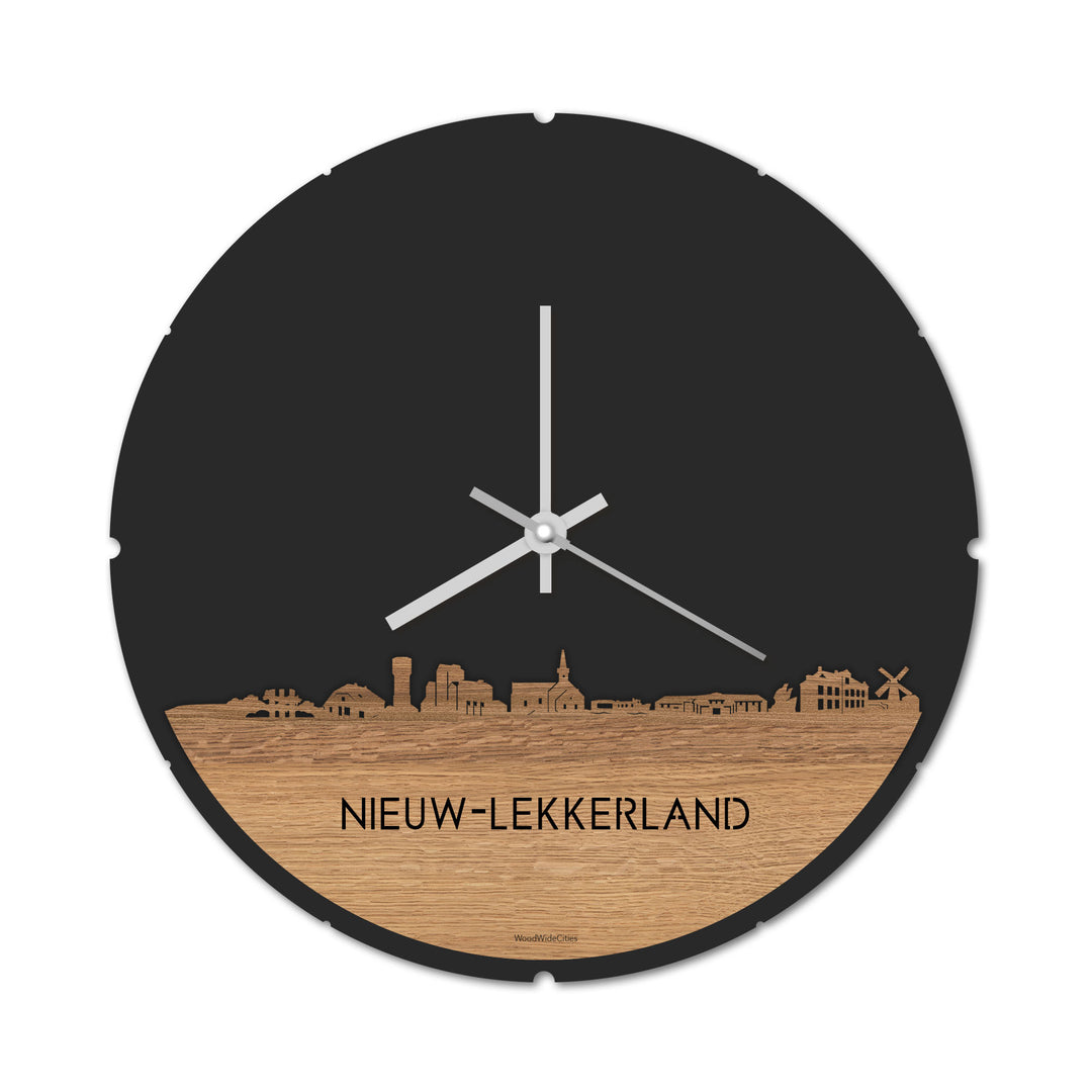 Skyline Klok Nieuw-Lekkerland Eiken houten cadeau decoratie relatiegeschenk van WoodWideCities