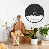 Skyline Klok Rond Nieuw-Lekkerland Wit glanzend gerecycled kunststof cadeau decoratie relatiegeschenk van WoodWideCities