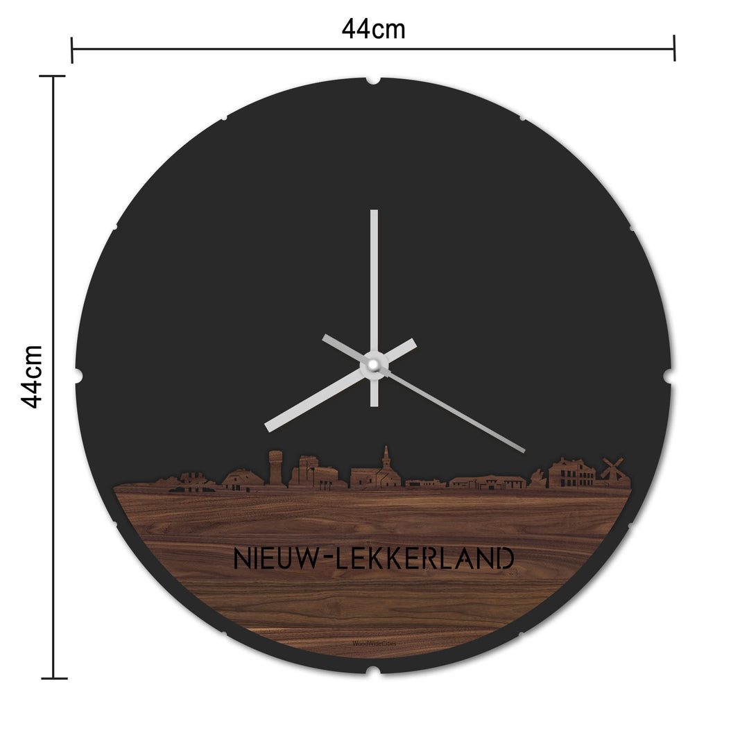 Skyline Klok Rond Nieuw-Lekkerland Wit glanzend gerecycled kunststof cadeau decoratie relatiegeschenk van WoodWideCities