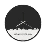 Skyline Klok Rond Nieuw-Lekkerland Wit glanzend gerecycled kunststof cadeau decoratie relatiegeschenk van WoodWideCities