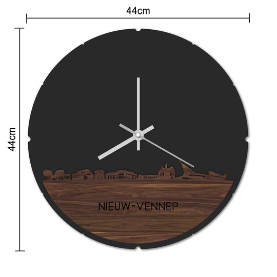Skyline Klok Rond Nieuw-Vennep Bamboe houten cadeau decoratie relatiegeschenk van WoodWideCities