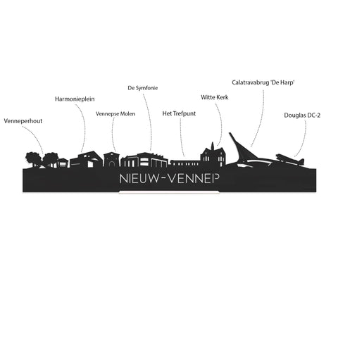 Skyline Klok Rond Nieuw-Vennep Metallic Goud gerecycled kunststof cadeau decoratie relatiegeschenk van WoodWideCities