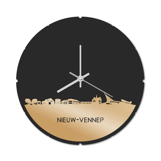 Skyline Klok Rond Nieuw-Vennep Metallic Goud gerecycled kunststof cadeau decoratie relatiegeschenk van WoodWideCities