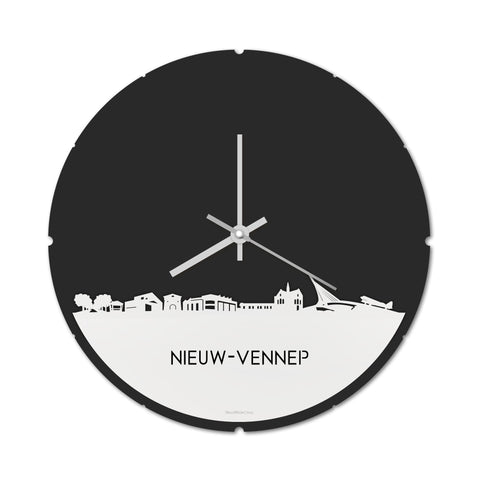Skyline Klok Rond Nieuw-Vennep Wit glanzend gerecycled kunststof cadeau decoratie relatiegeschenk van WoodWideCities