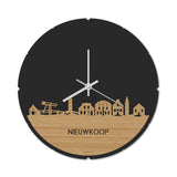 Skyline Klok Rond Nieuwkoop Bamboe houten cadeau decoratie relatiegeschenk van WoodWideCities