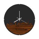 Skyline Klok Rond Nieuwkoop Palissander houten cadeau decoratie relatiegeschenk van WoodWideCities