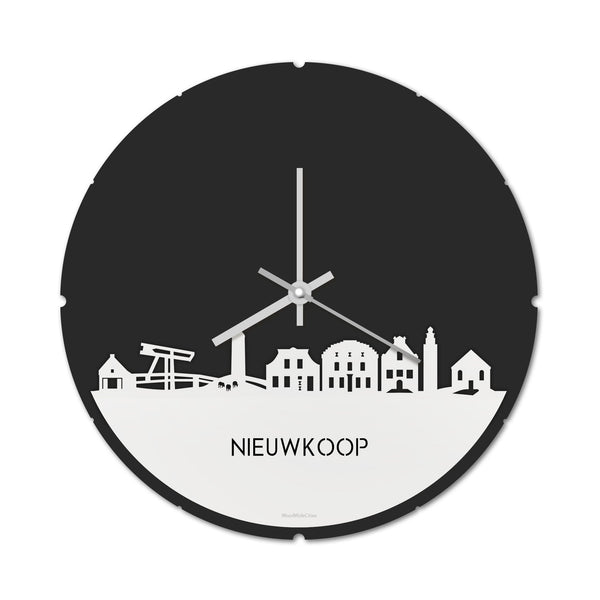 Skyline Klok Rond Nieuwkoop Wit glanzend gerecycled kunststof cadeau decoratie relatiegeschenk van WoodWideCities