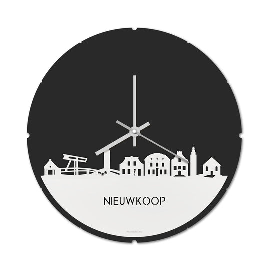 Skyline Klok Rond Nieuwkoop Wit glanzend gerecycled kunststof cadeau decoratie relatiegeschenk van WoodWideCities