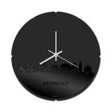 Skyline Klok Rond Nieuwkoop Zwart glanzend gerecycled kunststof cadeau decoratie relatiegeschenk van WoodWideCities