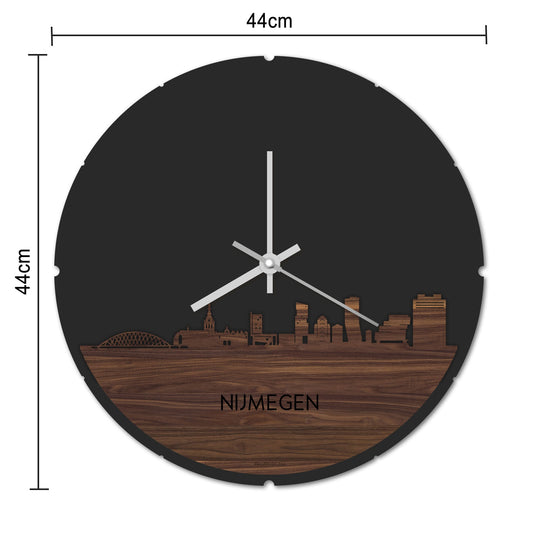 Skyline Klok Rond Nijmegen Palissander houten cadeau decoratie relatiegeschenk van WoodWideCities