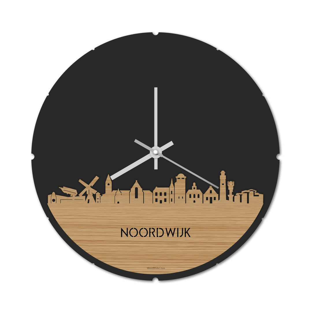 Skyline Klok Rond Noordwijk Bamboe houten cadeau decoratie relatiegeschenk van WoodWideCities
