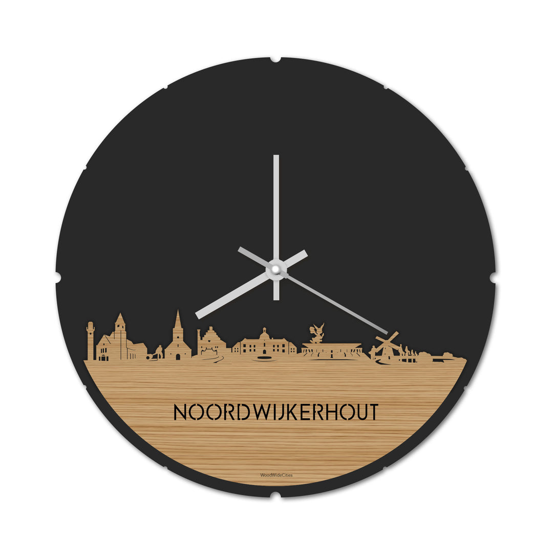 Skyline Klok Rond Noordwijkerhout Bamboe houten cadeau decoratie relatiegeschenk van WoodWideCities