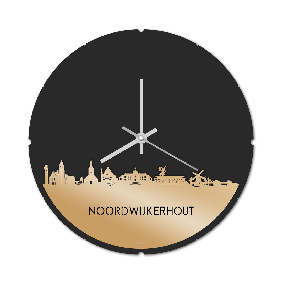 Skyline Klok Rond Noordwijkerhout Metallic Goud gerecycled kunststof cadeau decoratie relatiegeschenk van WoodWideCities
