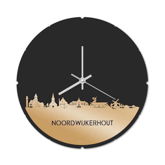 Skyline Klok Rond Noordwijkerhout Metallic Goud gerecycled kunststof cadeau decoratie relatiegeschenk van WoodWideCities