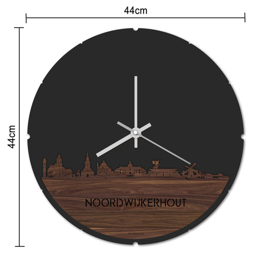 Skyline Klok Rond Noordwijkerhout Palissander houten cadeau decoratie relatiegeschenk van WoodWideCities