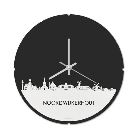 Skyline Klok Rond Noordwijkerhout Wit glanzend gerecycled kunststof cadeau decoratie relatiegeschenk van WoodWideCities